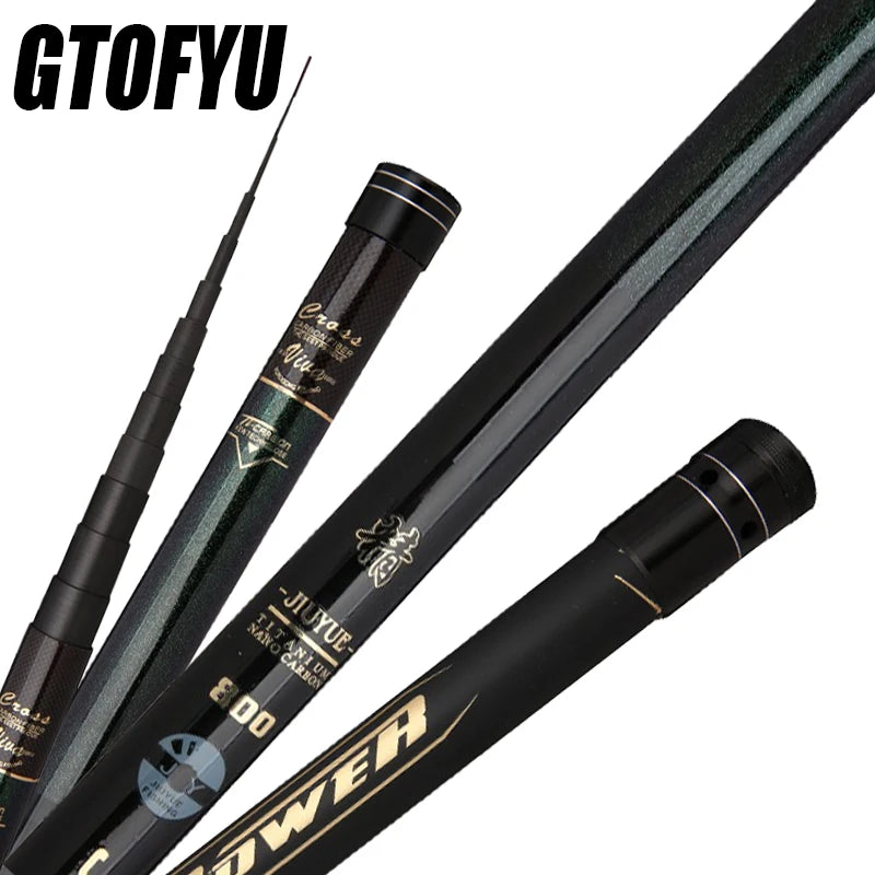 8m 9m 10m 11m 12m Carbon Fishing Rod 10kg above Superhard Long Distance Throwing shot pole Telescopic High Quality Stream Rod