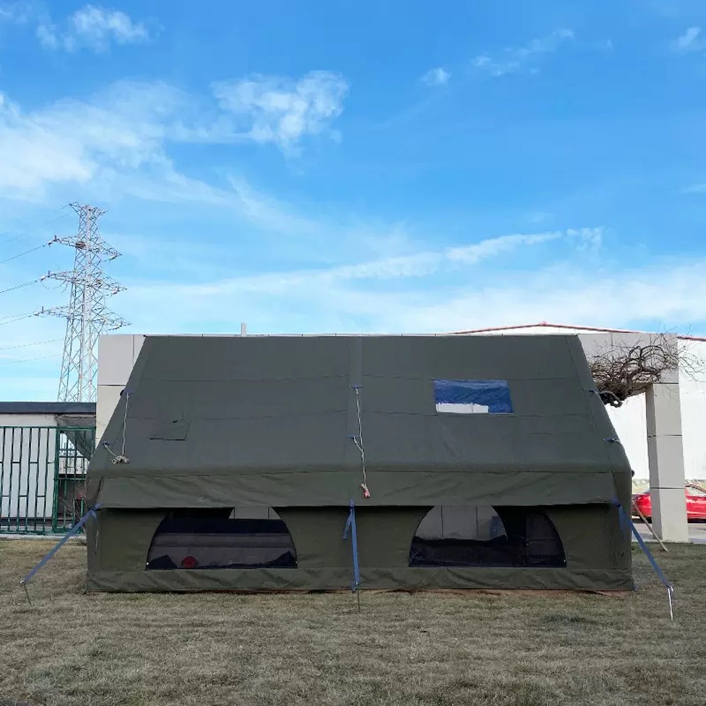 PAKICETUS Large Luxury Inflatable Glamping Tent with Manual Hand Pump, Easy Setup 4 Season Anti-Snow Spacious Family Shelter, Weatherproof Air Tent for Outdoor Camping, Backyard Party & Wilderness Adventure