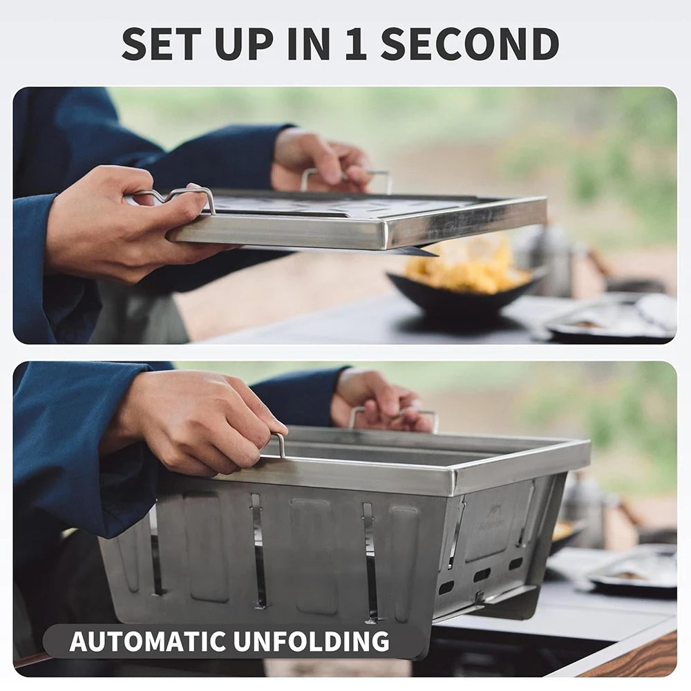 Naturehike Camping Charcoal Grill for IGT Table Portable Folding Barbecue Grill with Tongs Outdoor Car Cooking BBQ Rack