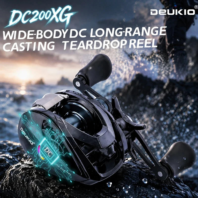 DEUKIO Baitcasting Fishing Reel DC Smart Control Long Cast Brass Gears 7.0:1 5+1BB Max Drag 8kg for Saltwater Freshwater