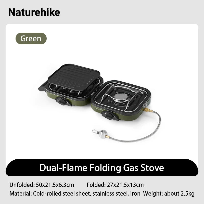 Naturehike Camping Stove Double Burner Portable High Firepower Folding Camp Gas Burner Outdoor Bbq Cooking Set Picnic Gas Stove