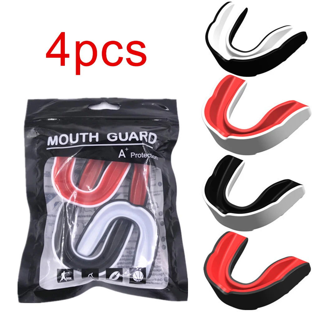 4 pieces; mouthguard suitable for long stick hockey, basketball, karate, martial arts, rugby, boxing, mixed martial arts