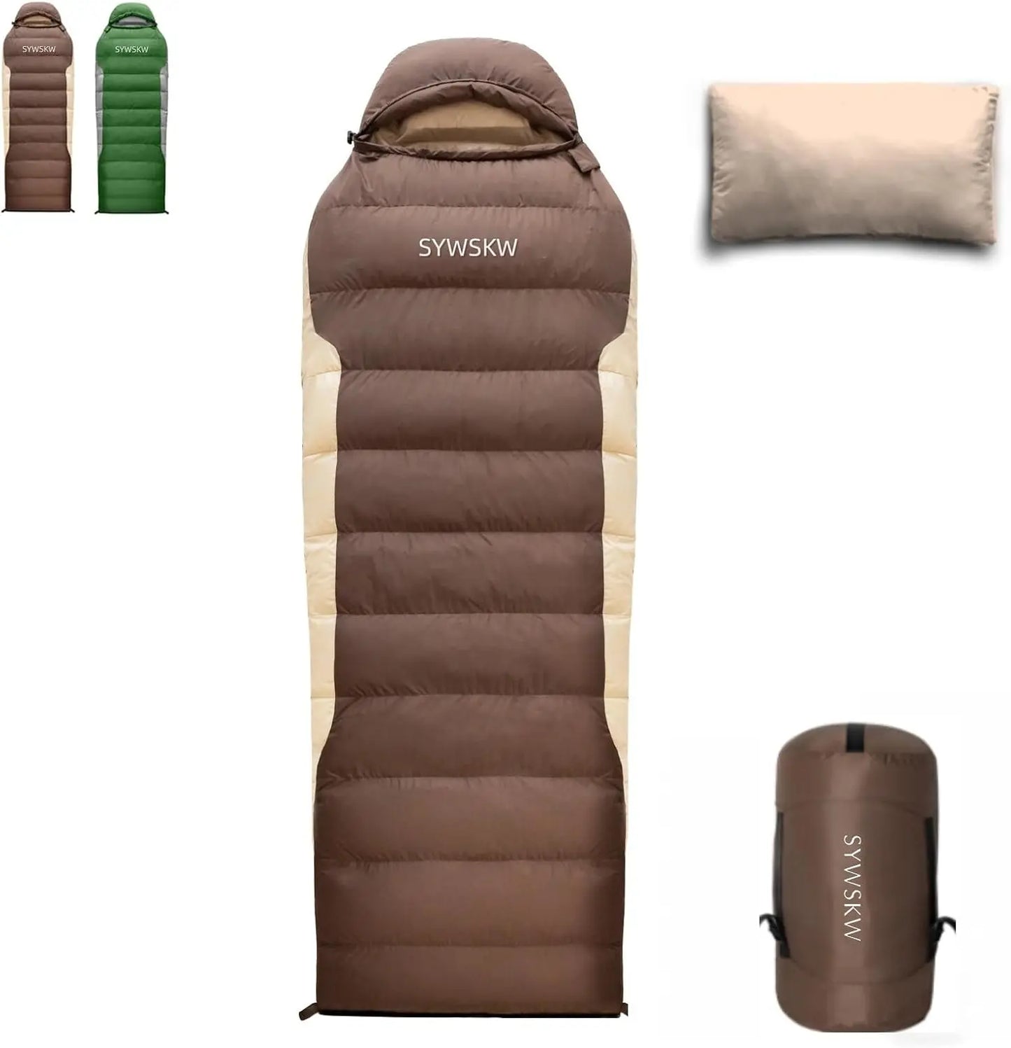 Down Sleeping Bag with Pillow, Ultralight Rectangular Sleeping Bag for Adults, Youth Backpacking