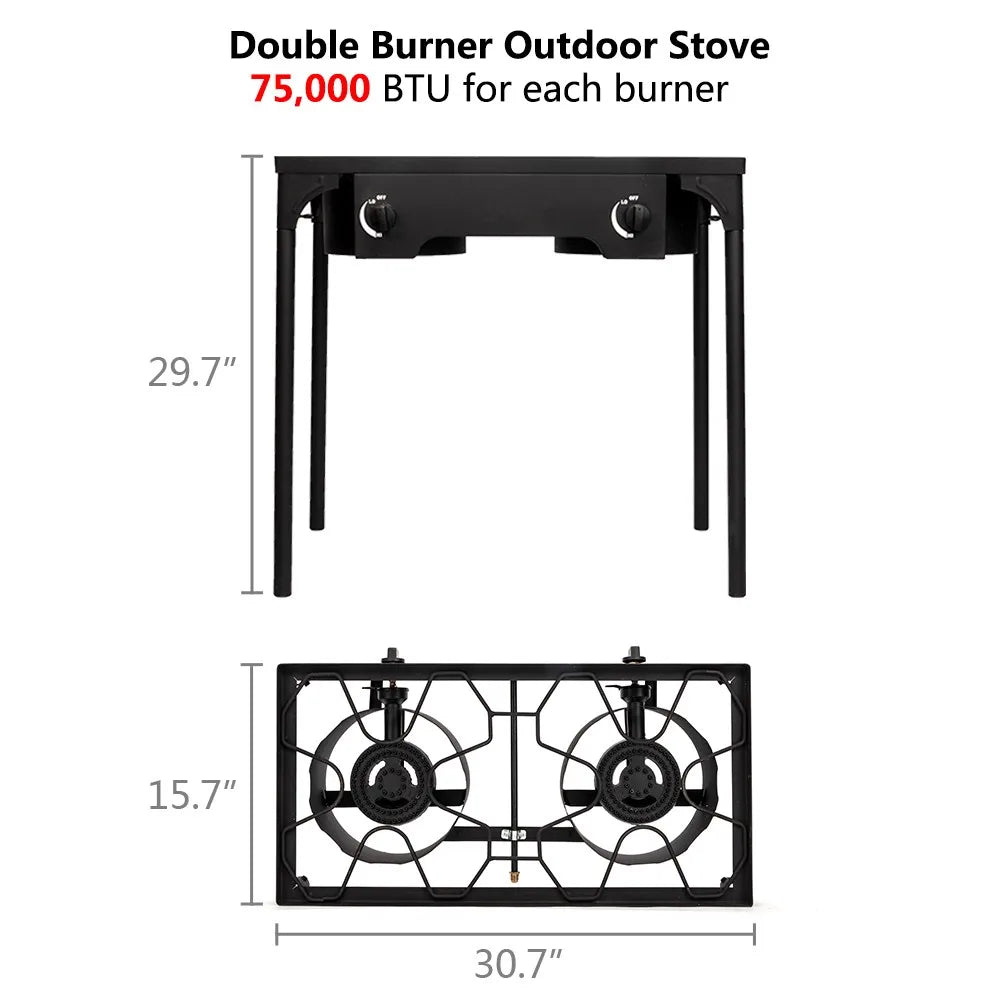 Professional Outdoor Double Stove Propane Burner Portable 2 Cooker 150000 BTU