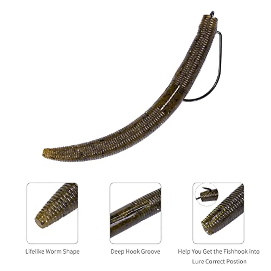 30/50/78/100Pcs Senko Worms Kit 4"/5" Soft Plastic Fishing Lures with Salt Impregnation for Bass Fishing