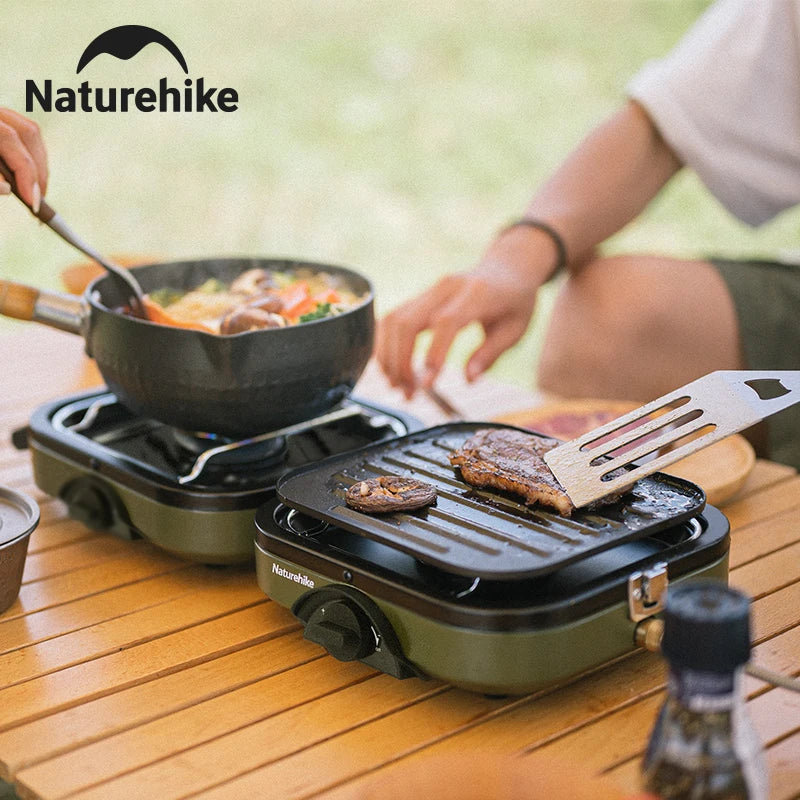Naturehike Camping Stove Double Burner Portable High Firepower Folding Camp Gas Burner Outdoor Bbq Cooking Set Picnic Gas Stove