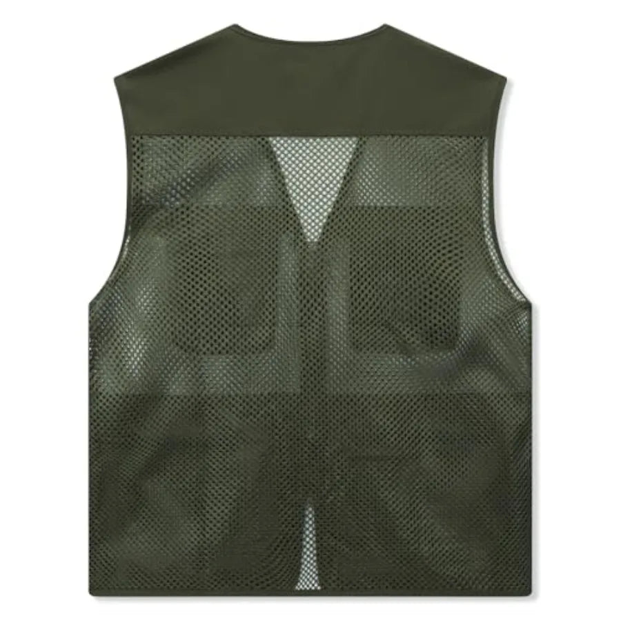 AOTORR Men's Utility Fishing Vest Lightweight Outdoor Work Safari Travel Multi Pockets Waistcoat Jacket