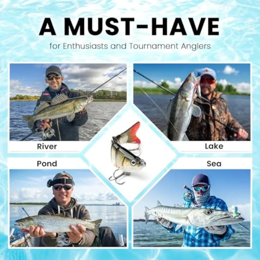 Bass Fishing Lure for Freshwater and Saltwater Lifelike Fishing Lures Multi Jointed Swimbait for Bass Trout Crappie Walleye Pik