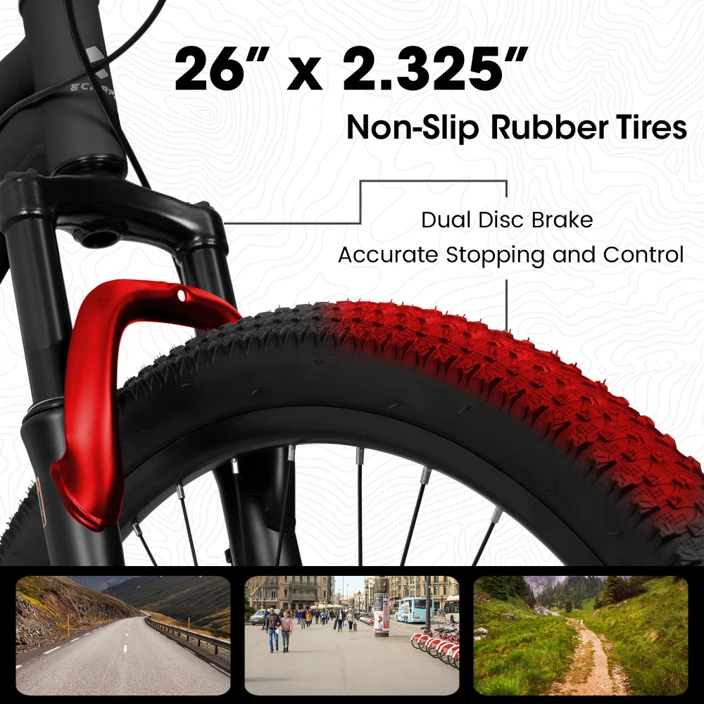 26 Inch Steel Frame Shock Fork Plus Shock Absorber 21-speed Unisex Mountain Bike