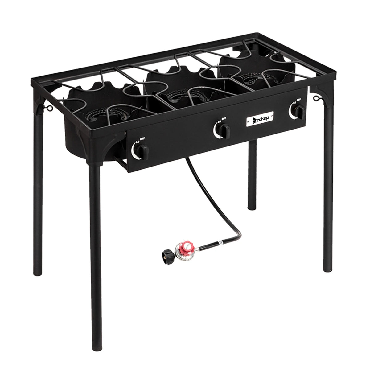 Outdoor Camp Stove High Pressure Propane Gas Cooker Portable Cast Iron Patio Burner Three Burner 225000 BTU Black