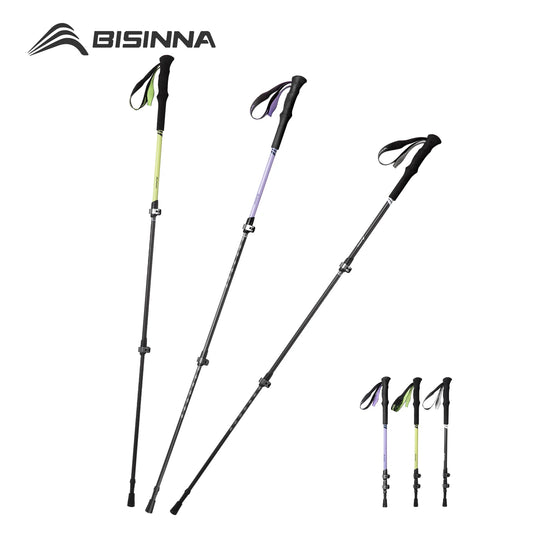 BISINNA 2pcs Trekking Poles Carbon Fiber Walking Sticks Ultra-light Telescopic Outdoor Hiking Climbing Cane