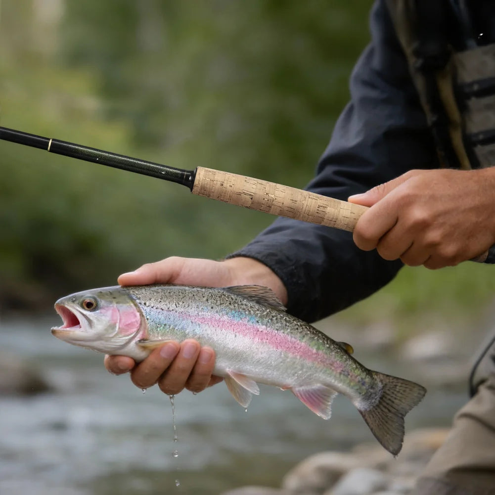 Tenkara Fly Fishing Rod 44-350cm Carbon Fiber With Imitation Wood Handle For Stream Fishing Gear