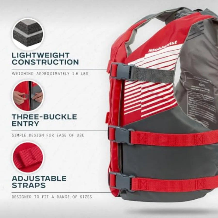 Life Jacket 50-90 lbs - Coast Guard Approved Life Vest - Type III PFD for Boys and Girls - Secure and Adjustable Fit for Swimmi