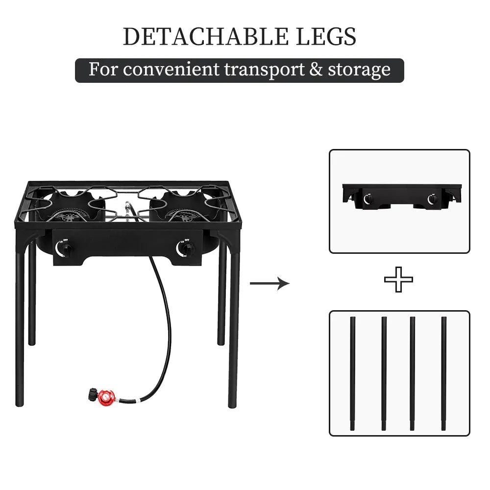 Professional Outdoor Double Stove Propane Burner Portable 2 Cooker 150000 BTU