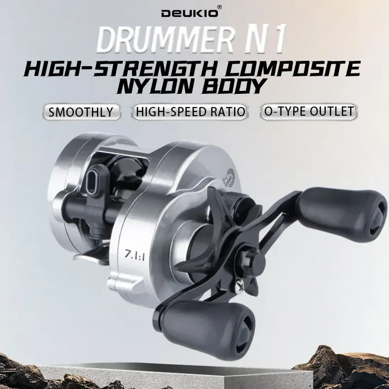 DEUKIO Fishing Reel Cast Drums Wheel Drag 5kg Casting Reels 5+1BB Aluminum Alloy Handle With Rubber Knobs