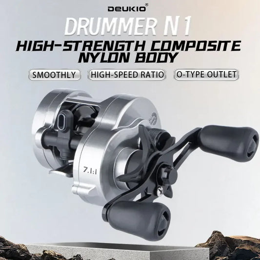 DEUKIO Fishing Reel Cast Drums Wheel Drag 5kg Casting Reels 5+1BB Aluminum Alloy Handle With Rubber Knobs