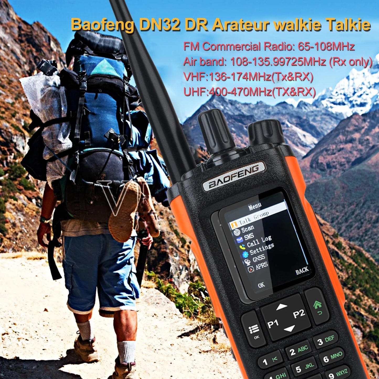 Baofeng DM-32 DMR Digitial GPS Walkie Talkie 8W 144/430MHz VHF UHF 2M 70CM Amateur Air Band Rx Radio DM-32UV