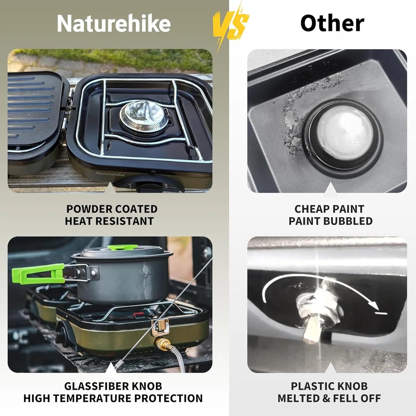 Naturehike Camping Stove Double Burner Portable High Firepower Folding Camp Gas Burner Outdoor Bbq Cooking Set Picnic Gas Stove
